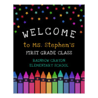Crayons Stars Colourful Welcome Teacher's Classroo