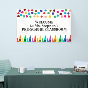 Crayons & Stars Colourful Welcome to Teacher's Banner