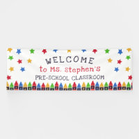 Crayons Stars Welcome Teacher's Classroom