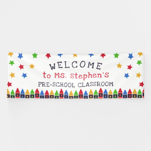 Crayons Stars Welcome Teacher's Classroom Banner