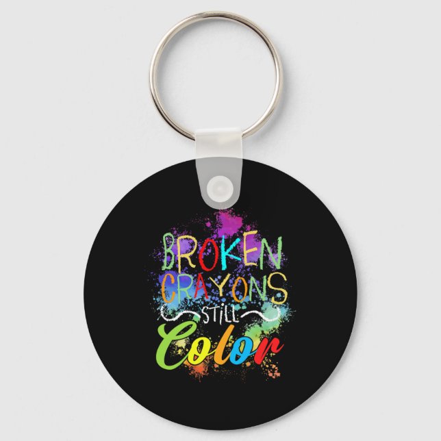 Crayons Still Colour Self Care Mental Health Probl Key Ring (Front)