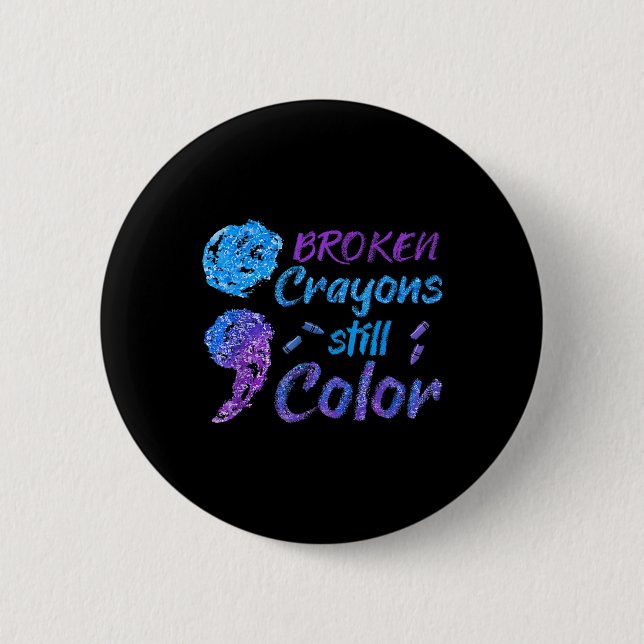 Crayons Suicide Awareness Month Support  6 Cm Round Badge (Front)