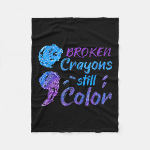 Crayons Suicide Awareness Month Support Fleece Blanket
