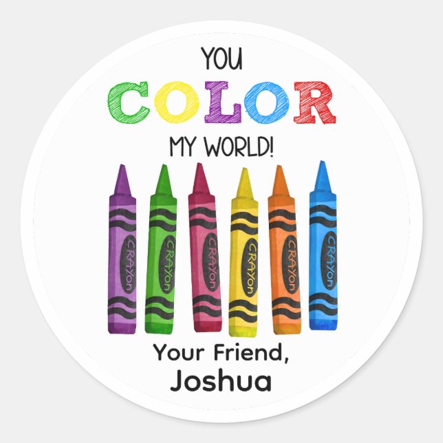 Crayons You Colour My World Stickers (Front)