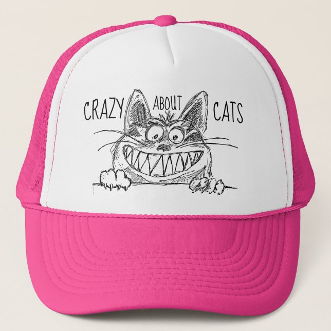 Crazy About Cats Cat Lady Trucker Hat (Front)