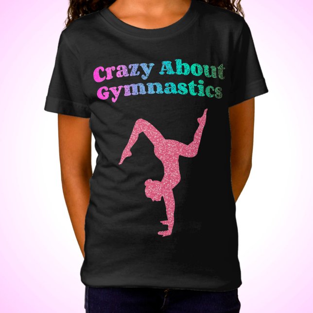 Crazy About Gymnastics Handstand Distressed Font T-Shirt (Creator Uploaded)