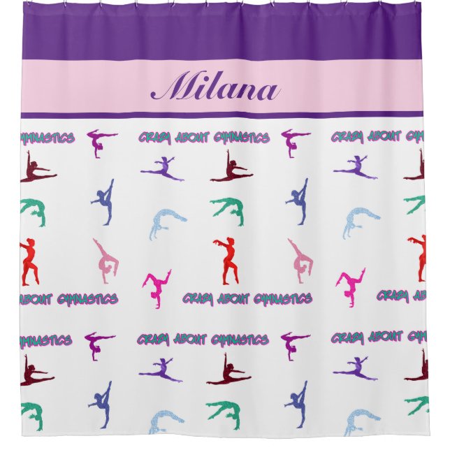 Crazy About Gymnastics Shower Curtain (Front)