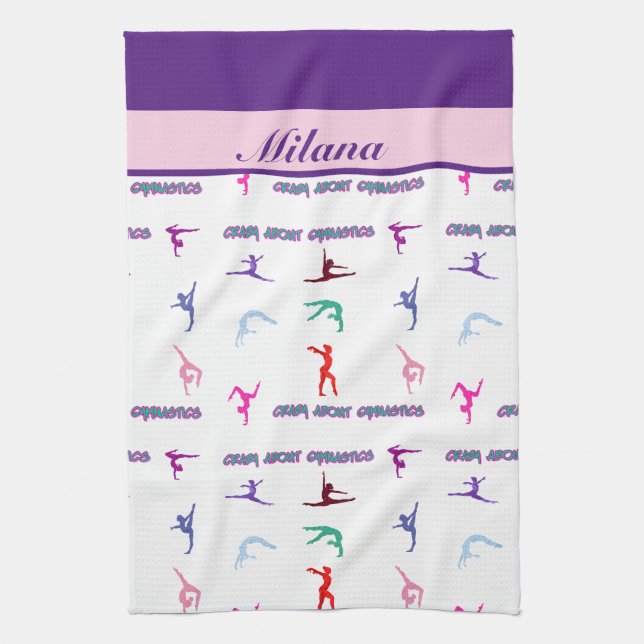 Crazy About Gymnastics Tea Towel (Vertical)