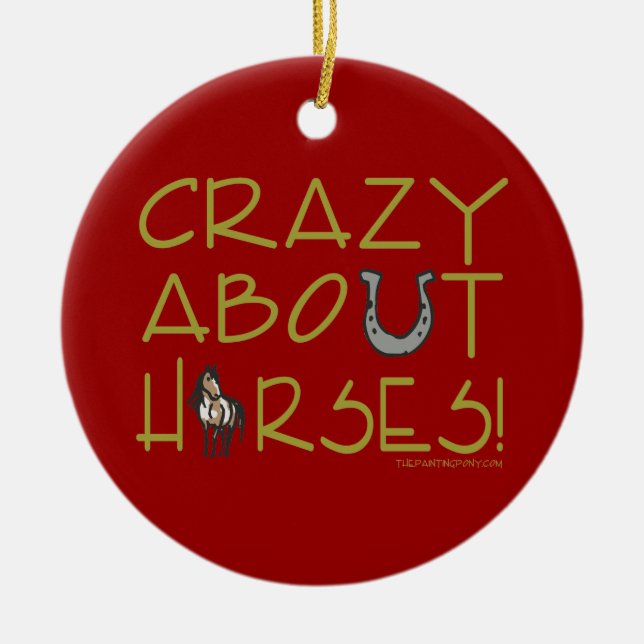 Crazy About Horses Ceramic Tree Decoration (Front)