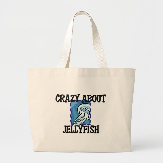 Crazy About Jellyfish Large Tote Bag (Front)