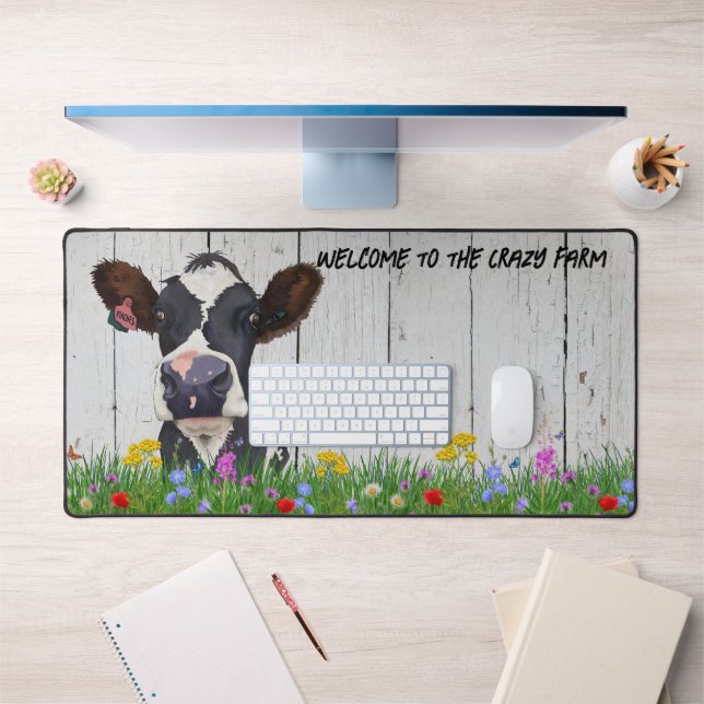 Crazy About the Farm Desk Mat - Cute Holstein Cow (Office 1)