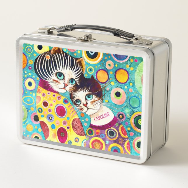 Crazy Abstract Cool Cats Metal Lunch Box (Front)