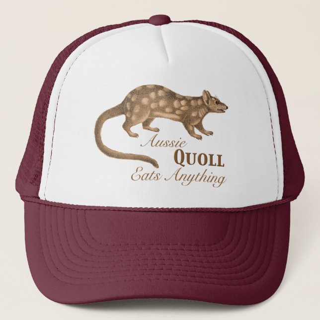Crazy Aussie Quoll Eats Anything Trucker Hat (Front)