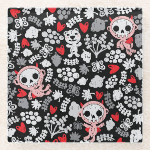 Crazy babies pattern glass coaster