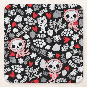 Crazy babies pattern square paper coaster