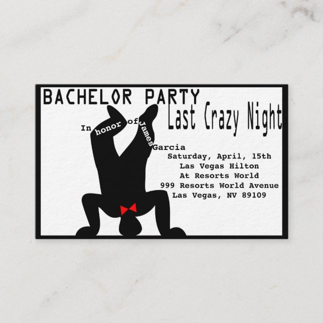 Crazy Bachelor invitation (Front)