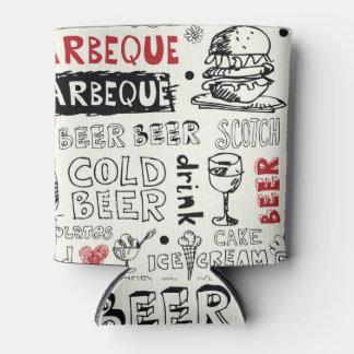 Crazy BBQ: Whimsical Doodle Art Can Cooler