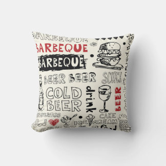 Crazy BBQ: Whimsical Doodle Art Cushion