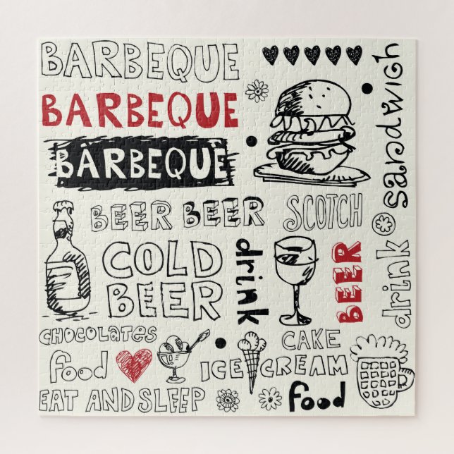 Crazy BBQ: Whimsical Doodle Art Jigsaw Puzzle (Vertical)