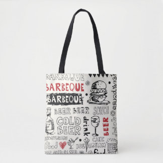 Crazy BBQ: Whimsical Doodle Art Tote Bag