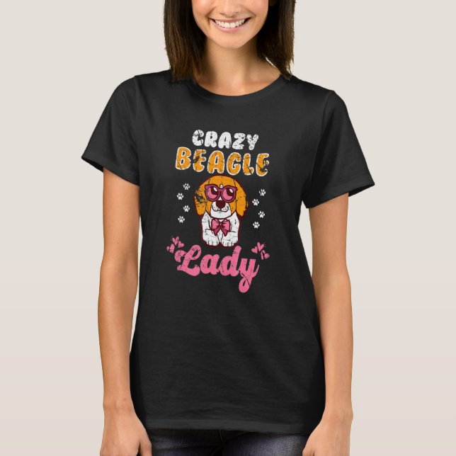 Crazy Beagle Lady Vintage T-Shirt (Front)