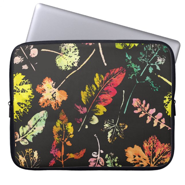 crazy beautiful watercolor pattern of leaves. hand laptop sleeve (Front)