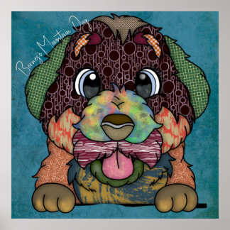  Crazy Bernese Mountain Dog face-hand-painted   Poster