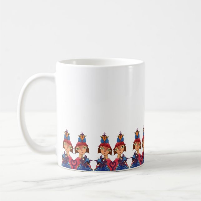 Crazy Bird cat lady Coffee Mug (Left)