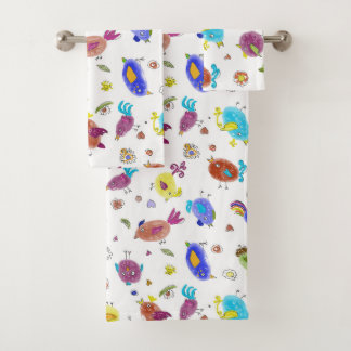 Crazy Birds Bath Towel Set