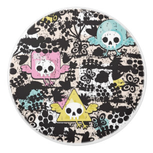 Crazy birds pattern ceramic knob