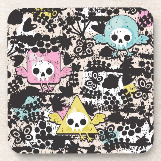 Crazy birds pattern coaster (Front)