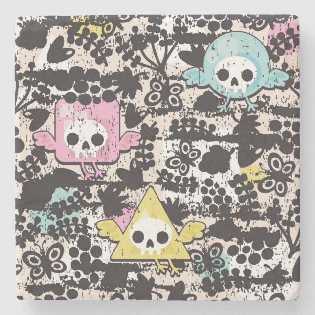 Crazy birds pattern stone coaster (Front)