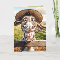 Crazy Birthday Donkey Wearing a Hat