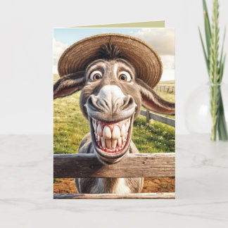 Crazy Birthday Donkey Wearing a Hat Card