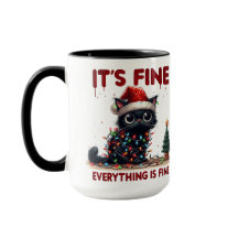 Crazy Black Cat in Christmas Lights