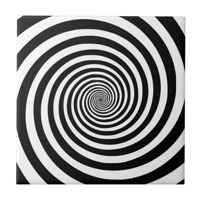 CRAZY BLACK/WHITE SPIRAL TILE (Front)