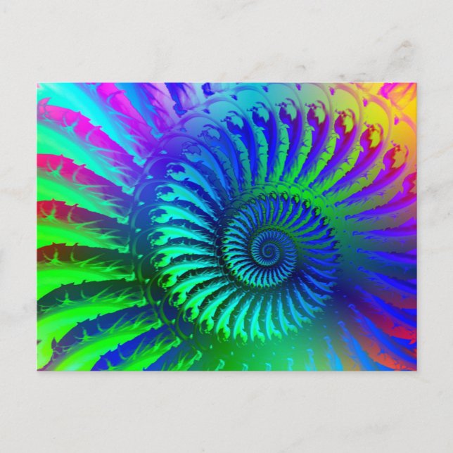 Crazy Blue Fractal Pattern Postcard (Front)