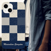 Crazy Buffalo Check in Cream and Navy Blue