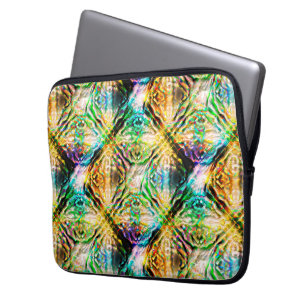 Crazy burnt colourful texture, abstract squares    laptop sleeve