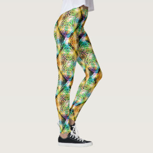 Crazy burnt colourful texture, abstract squares    leggings