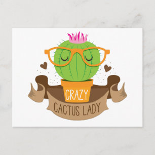 crazy cactus lady banner postcard