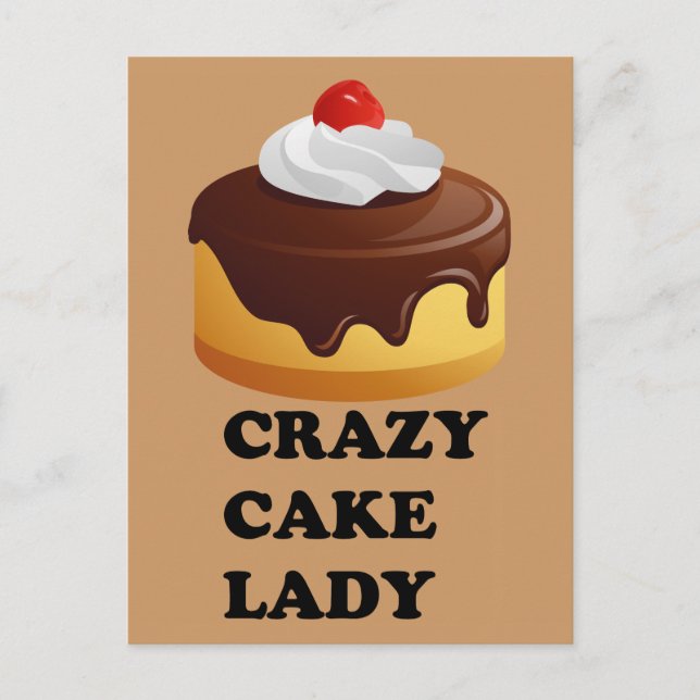 Crazy Cake Lady Postcard (Front)