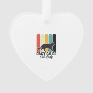 Crazy Calico Cat Lady Vintage Retro Cat Design_1 Ornament