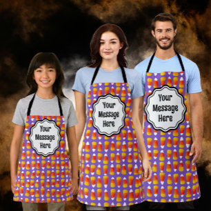 Crazy Candy Corn Scary Black Bat Halloween Apron