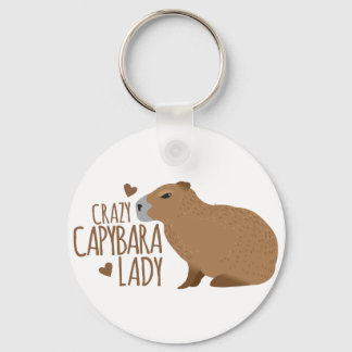 crazy capybara lady key ring