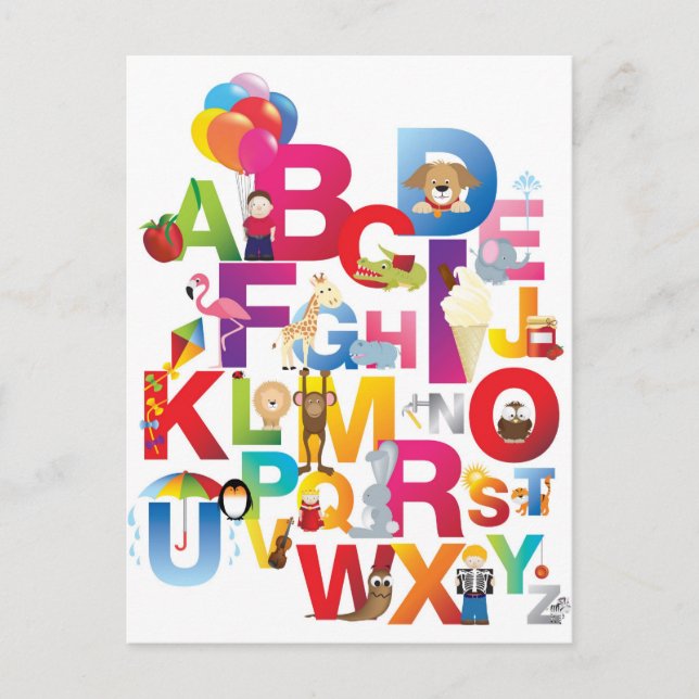 crazy cartoon alphabet postcard (Front)