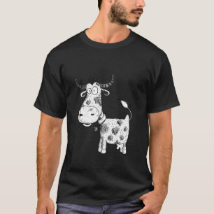 Crazy Cartoon Cow Cute Farm Animal Design For Cow T-Shirt