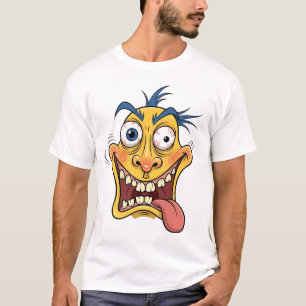 Crazy Cartoon Face T-Shirt – Funny Colourful Caric