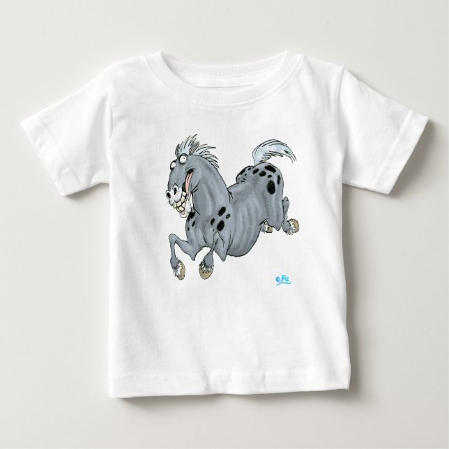 Crazy Cartoon Horse Baby T-Shirt (Front)