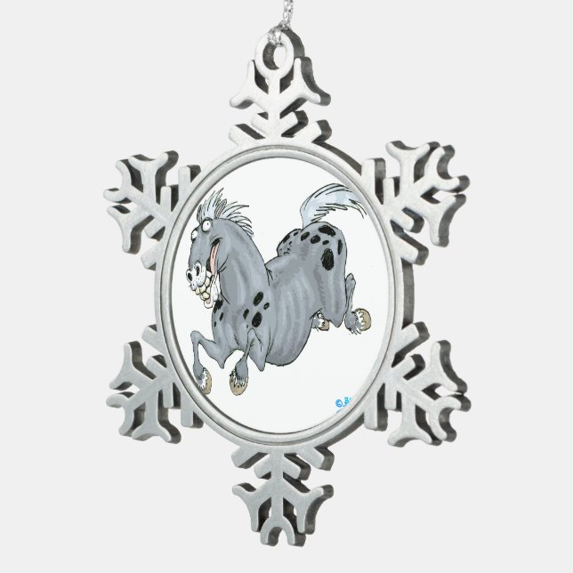 Crazy Cartoon Horse Pewter Ornament (Right)